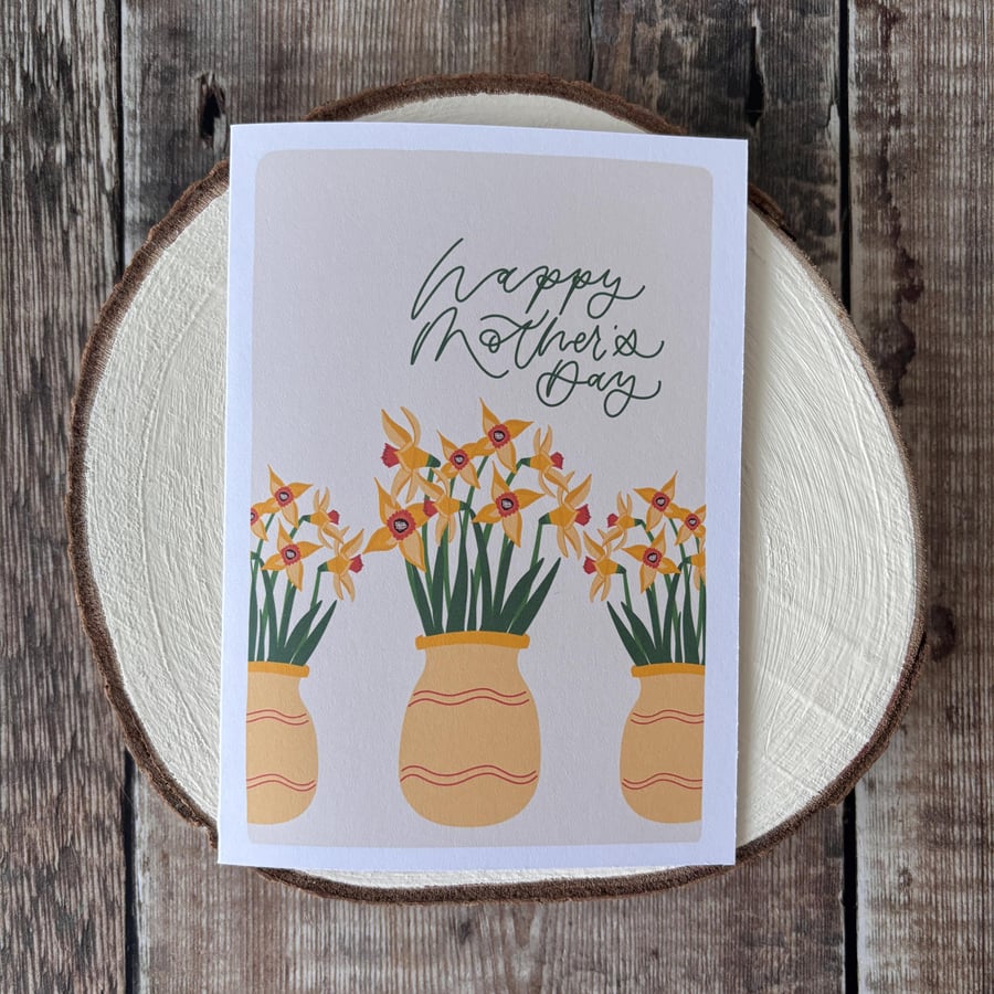 Daffodils Mother's Day Card: Hand-Drawn Floral Design