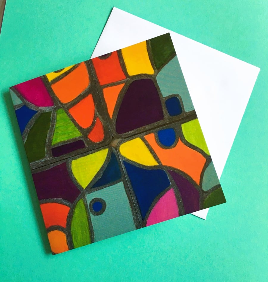 Square Greeting Card - stained glass effect
