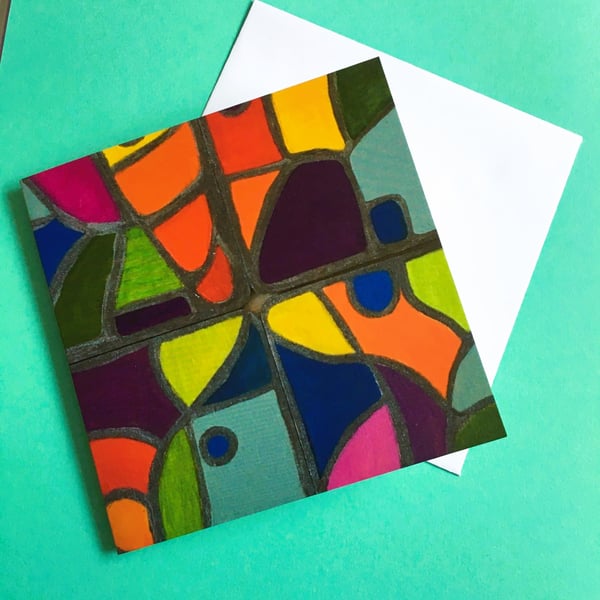 Square Greeting Card - stained glass effect