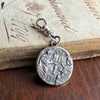 Sterling Silver Double Sided HORA FUGIT (the hour flies) Wax Seal Clip on Charm 