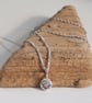 Necklace - Silver flower pebble pendant necklace - Image 10