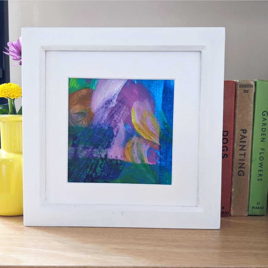 Flowers,  Small Framed Abstract Painting Gift
