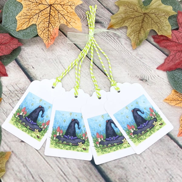 Witches Hat Gift Tags - set of 4 tags