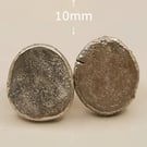 Molten Sterling Silver Stud Earrings - Organic Oval Silver Studs - One of a Kind