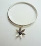 Silver amethyst flower bangle - Image 2