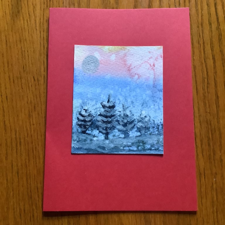 Hand Painted Christmas Yule Card 'Yule Snow Storm'