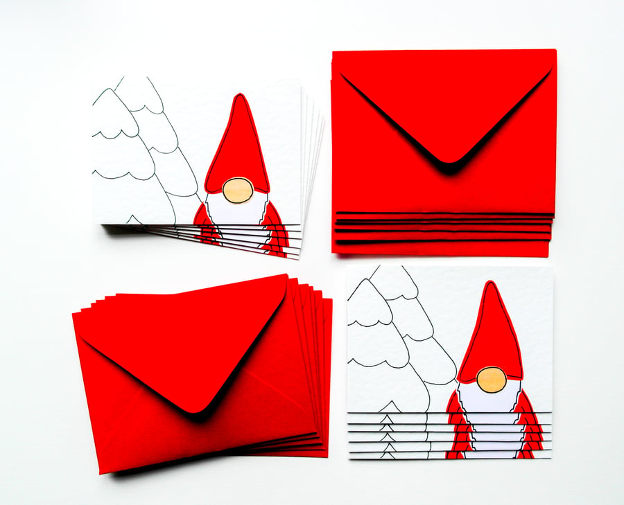 Christmas Nordic Gonk cards, Twin Packs 12x Christmas Santa Gift Thank you Cards