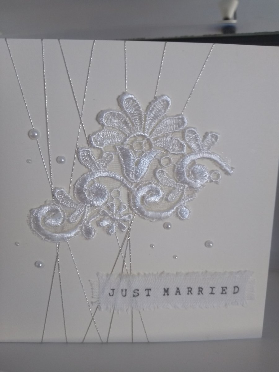 Just married lace wedding card 3