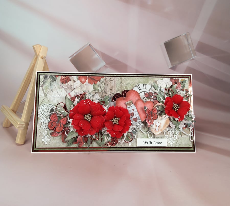 Handmade Floral Crad (66) "With Love" - Boxed Gift