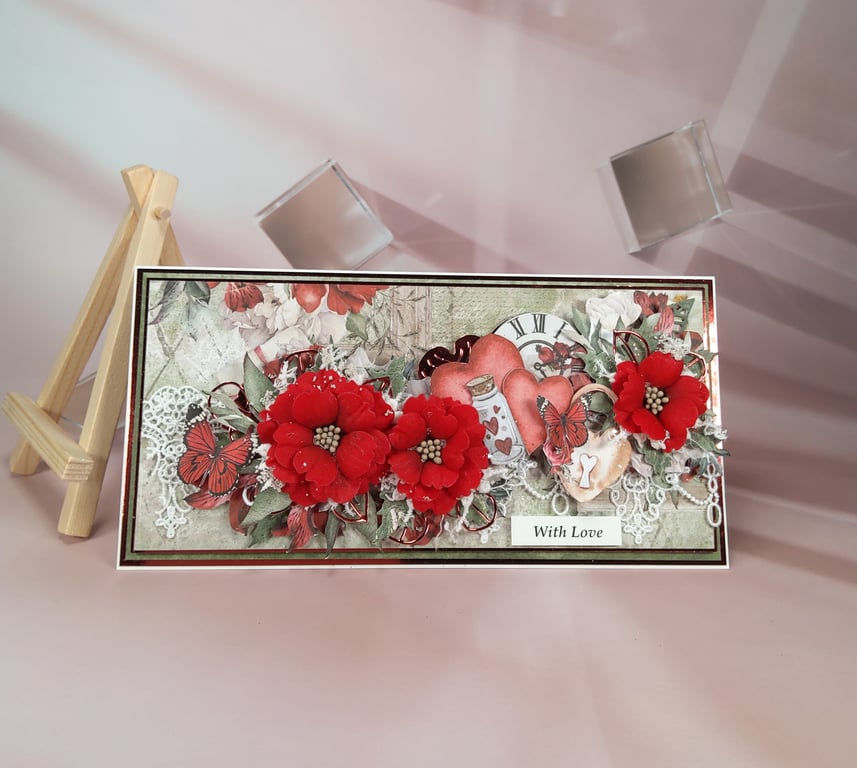 Handmade Floral Crad (66) "With Love" - Boxed Gift