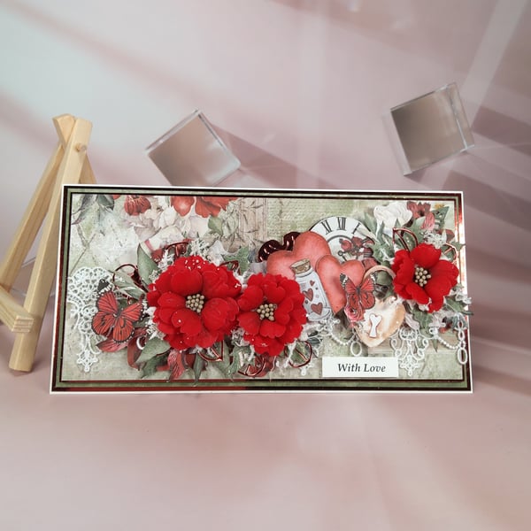 Handmade Floral Crad (66) "With Love" - Boxed Gift