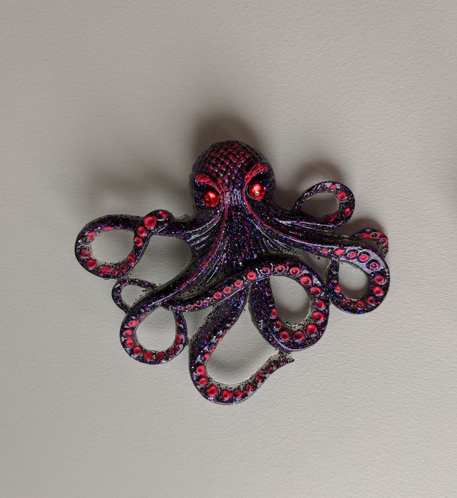 Furious and scary octopus brooch - Folksy