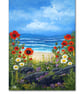 Original Painting "Poppies by the Beach" 7x5" Canvas Board