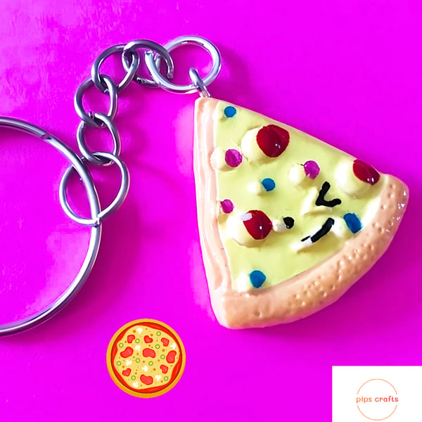 Fun Pizza Slice Keyring - Fun Fake Food Keychain, Gift