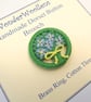 Forget-me-Not Dorset Button Brooch, Blue,Yellow, Green, 3.3cm, Handmade  - Image 2