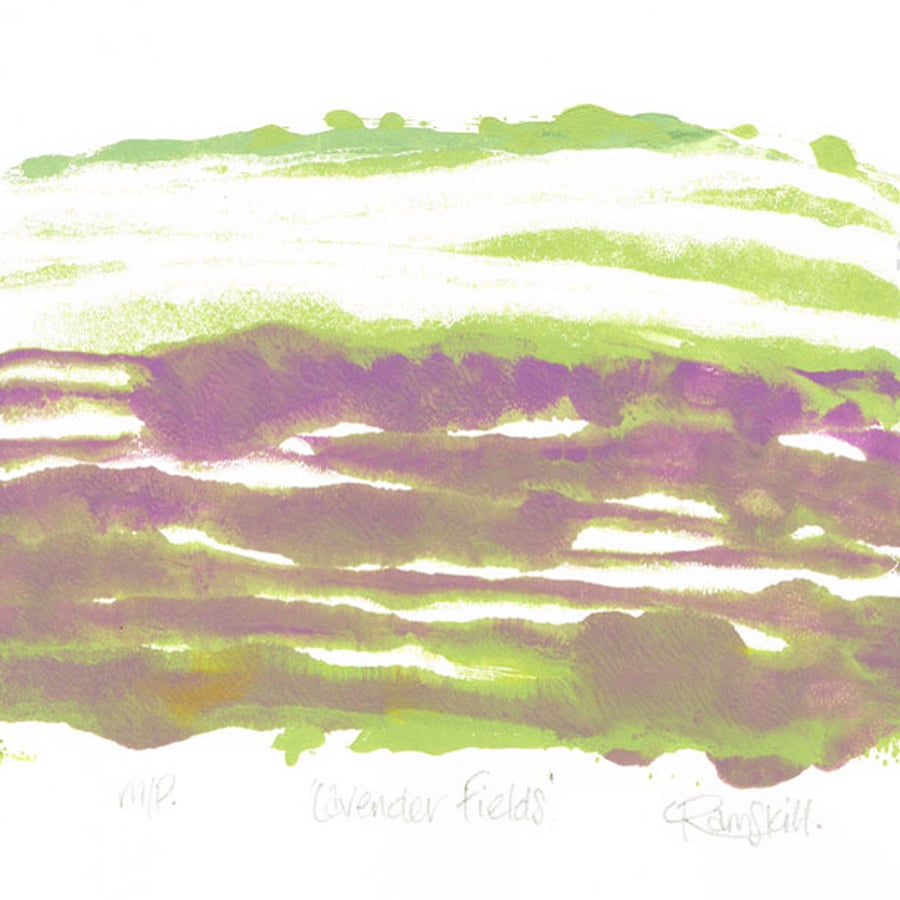  Abstract Art - Lavender Fields - Original OOAK Monoprint