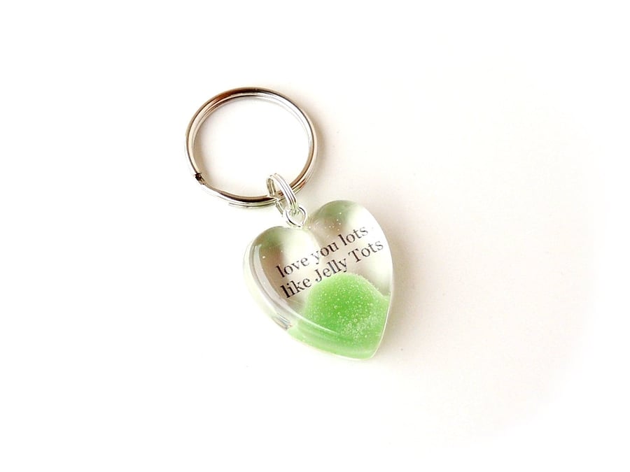 Love You Lots Like Jelly Tots Resin Heart Keyring (247)