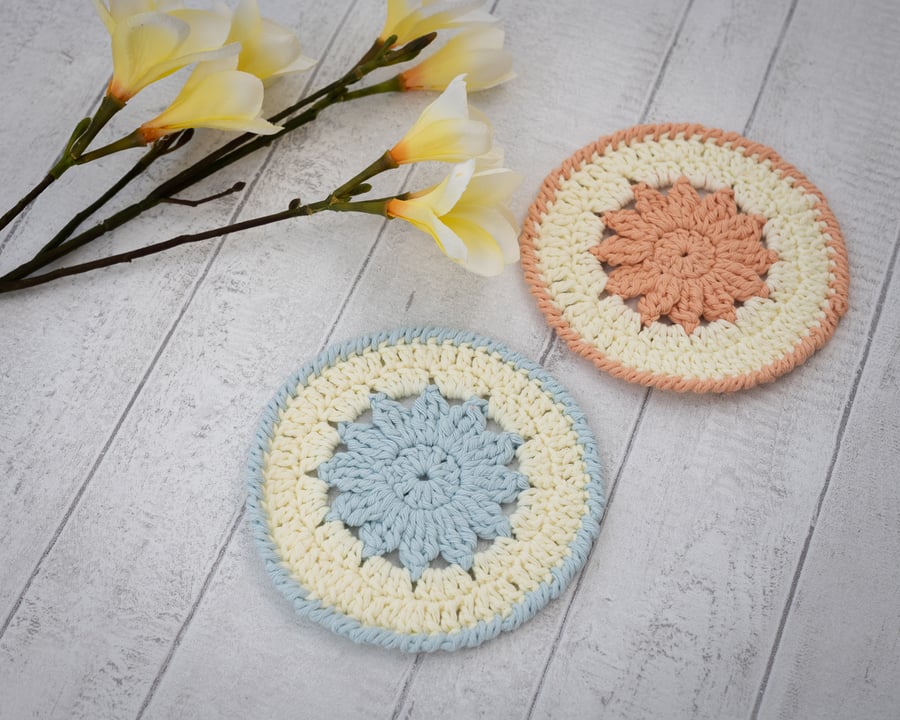 Pretty cotton coasters - pack of 2