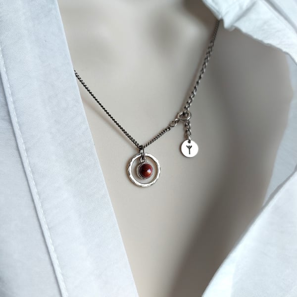 Stirlingshire Red Jasper Personalised Handmade Scottish Hammered Ring Necklace