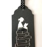 Handmade Girl Reading Bookmark: Silver Mirror & Polka Dot Ribbon - Image 9