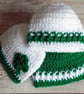 Emerald Green and White Crochet Baby Beanie Hat, 3 Styles and Size Choices - Image 7