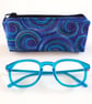 Blue Swirl Fabric Glasses Case - Zipped Spectacle And Sunglasses Pouch