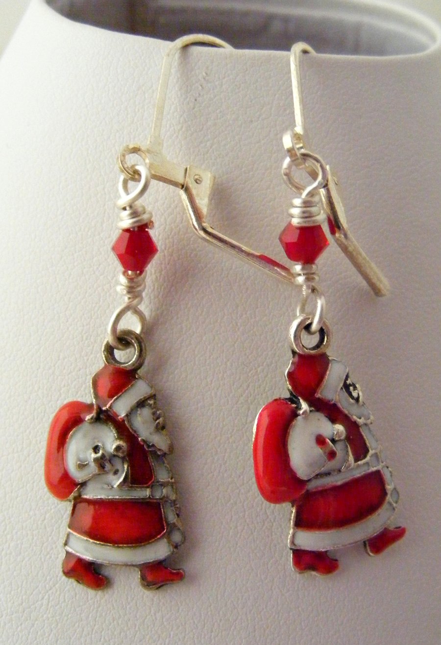 Enamel Santa Earrings.