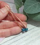 Earrings, Hammered Copper Bar with Teal Apatite and Sterling Silver - Image 3