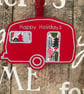 Christmas Decoration Red Caravan Happy Holidays - Image 1