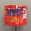 Retro Mid Century Geometric Grid Red Orange 50s 60s Vintage fabric Lampshade 