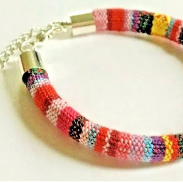 Last of line: Red Multi Print Material Bracelet (Various Sizes)
