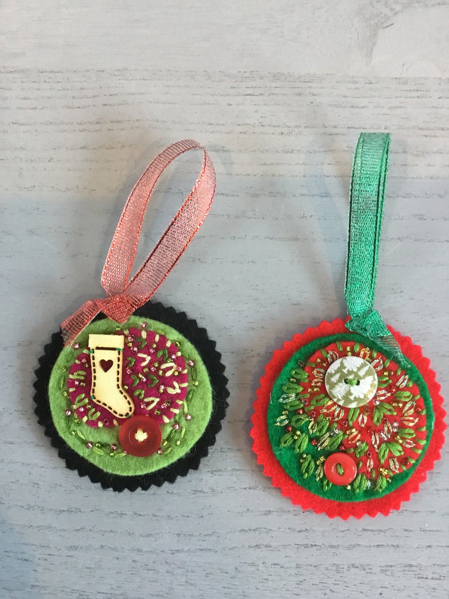 Christmas Hanging Decorations - set of 2