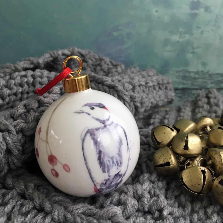 Woodpecker Bone china Bauble 