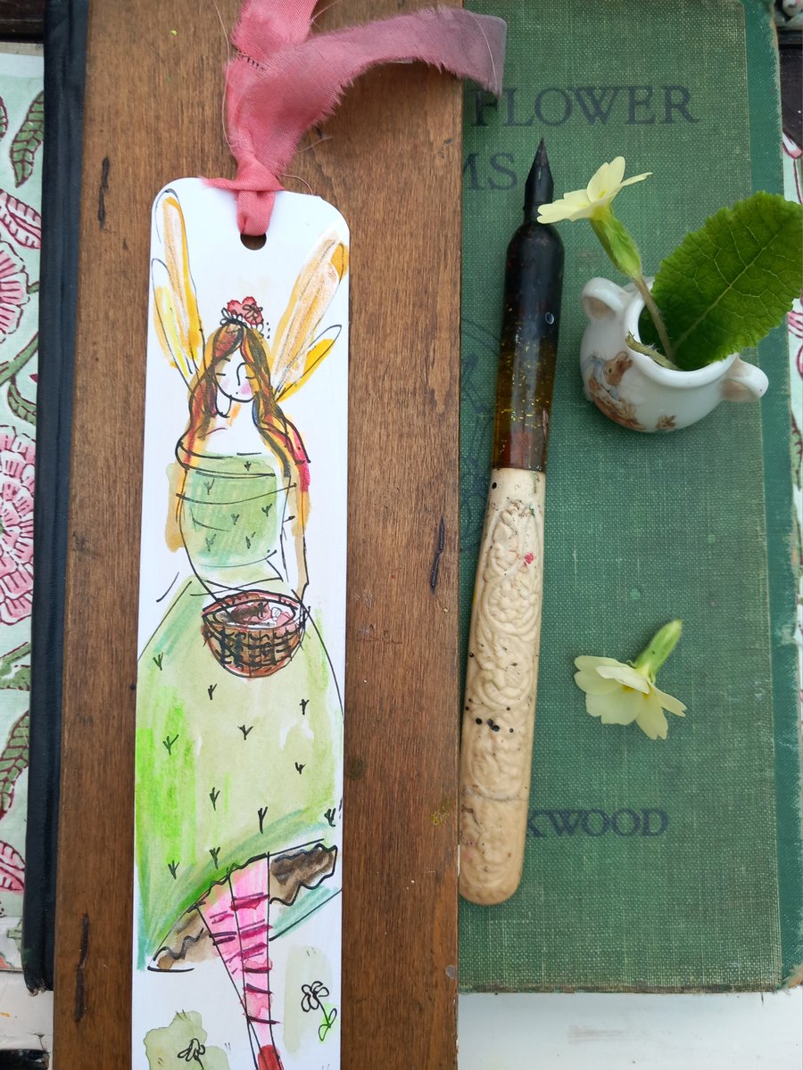 Handmade Bookmark ' A fairy goes foraging '