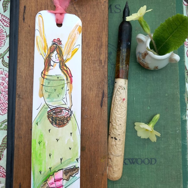 Handmade Bookmark ' A fairy goes foraging '