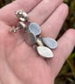 Sapphire and silver long dangly mismatched stud earrings - Image 3