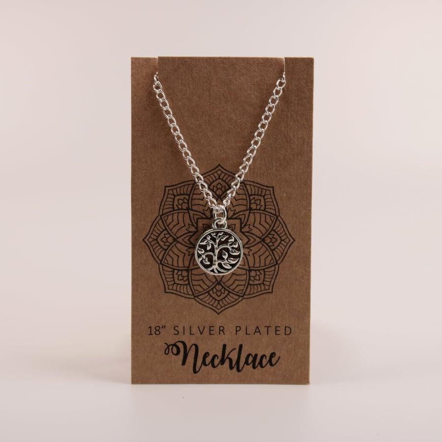 Tree of Life Silver Plated Boho Necklace
