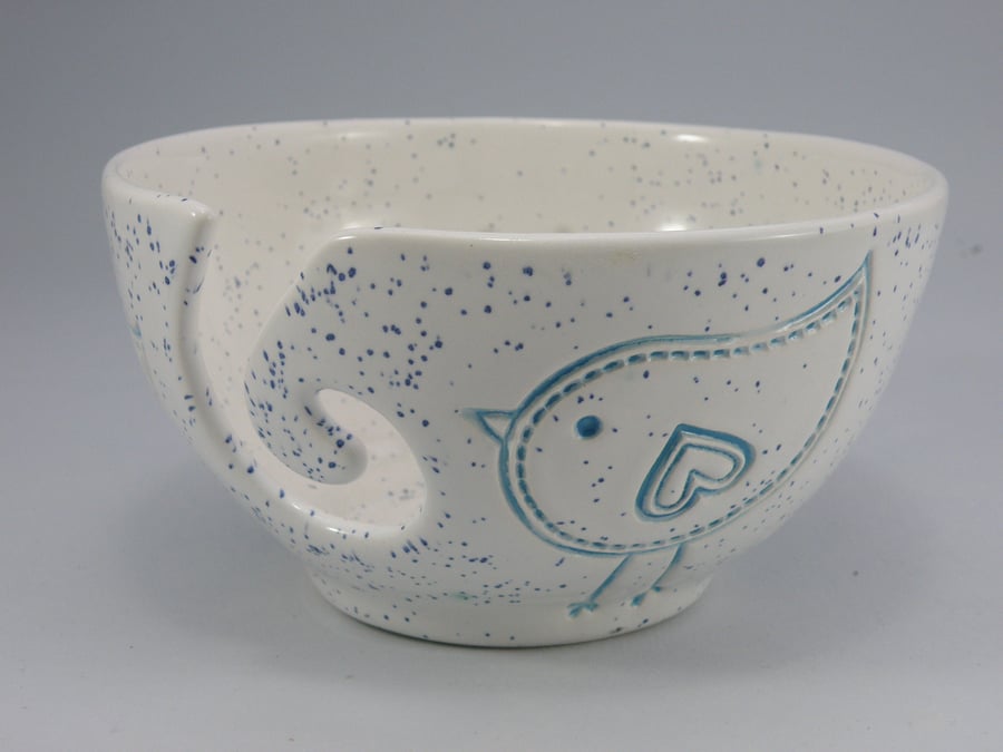 Blue Bird Design yarn bowl Knitter Bowl Yarn Holder Crochet Bowl Crochet Bowl