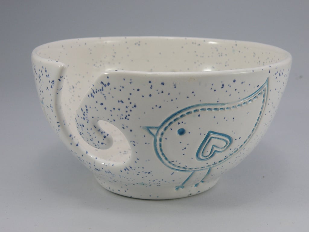 Blue Bird Design yarn bowl Knitter Bowl Yarn Holder Crochet Bowl Crochet Bowl