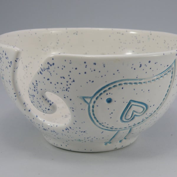 Blue Bird Design yarn bowl Knitter Bowl Yarn Holder Crochet Bowl Crochet Bowl