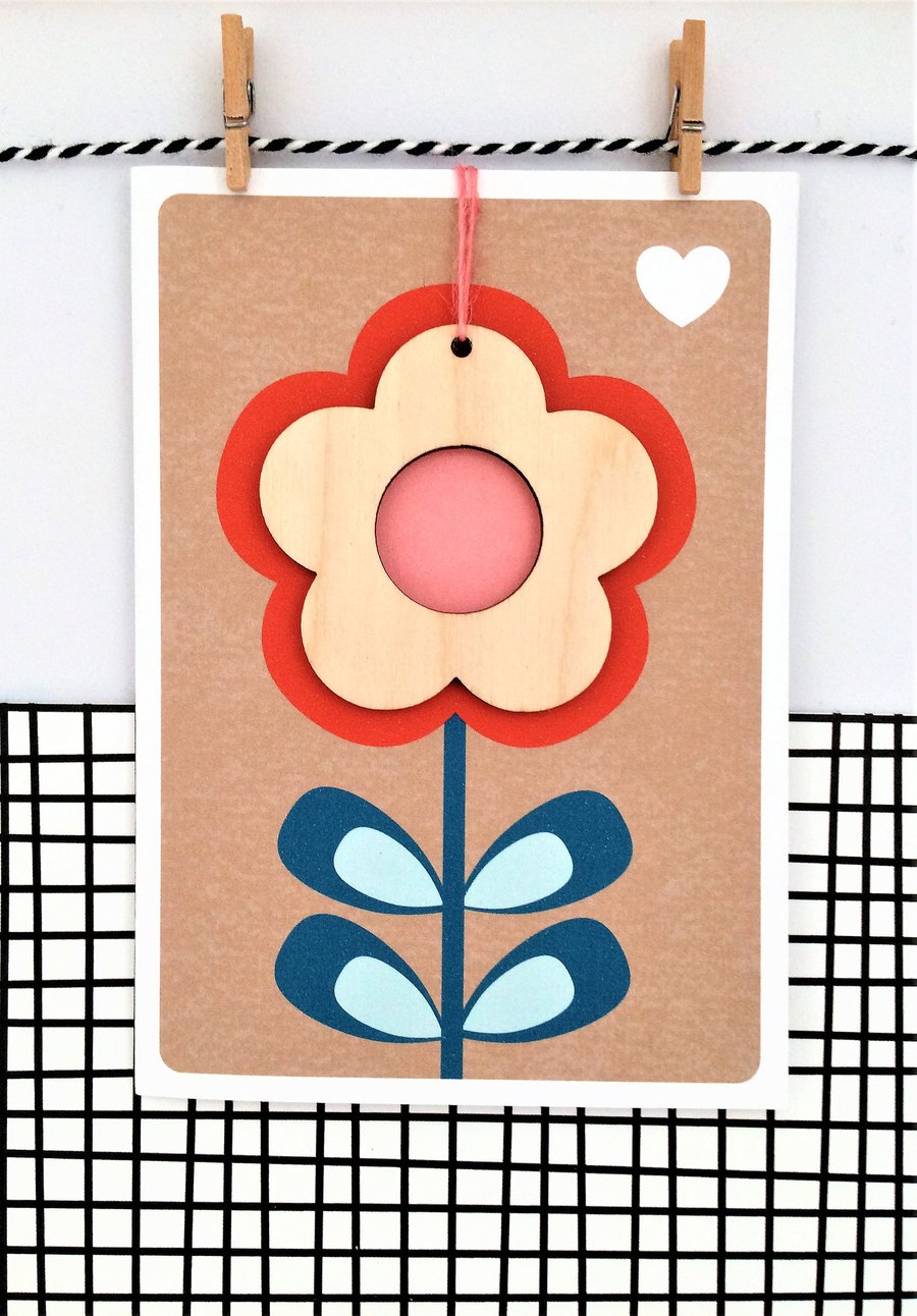 Flower Greetings Card - Keepsake Card, Handmade Luxury Card, Flower Decoration, 