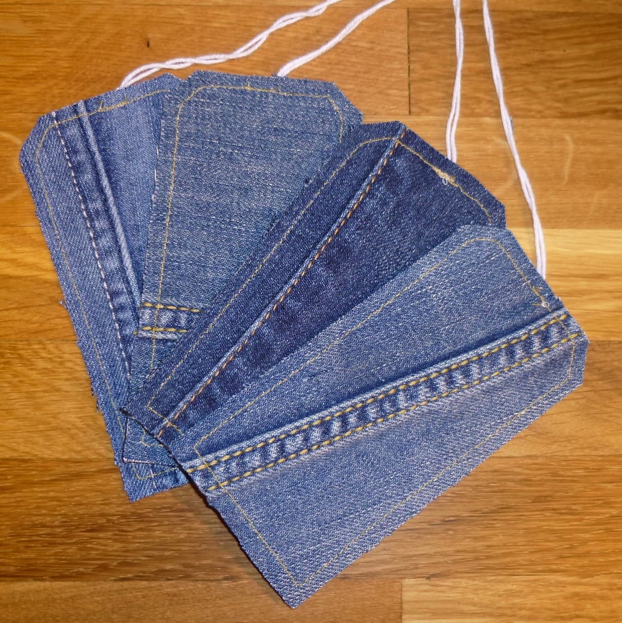 Upcycled Denim Jean Gift Tags - Set of 4