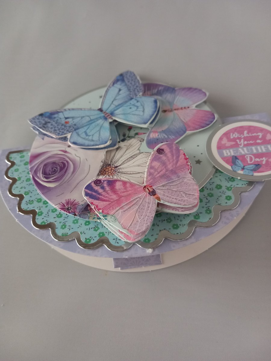 Ladies rocker birthday card decoupage cute