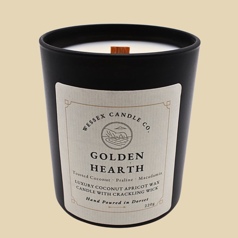 Toasted Coconut & Praline Candle - Golden Hearth - Wooden Wick