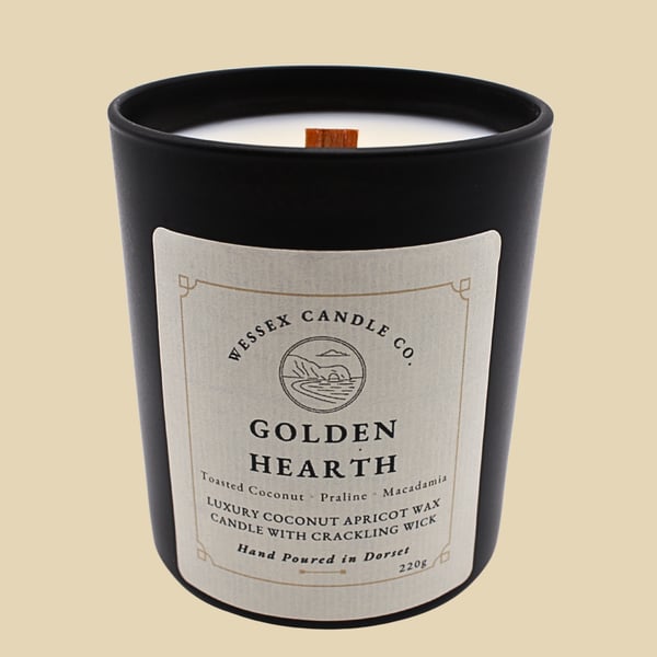 Toasted Coconut & Praline Candle - Golden Hearth - Wooden Wick