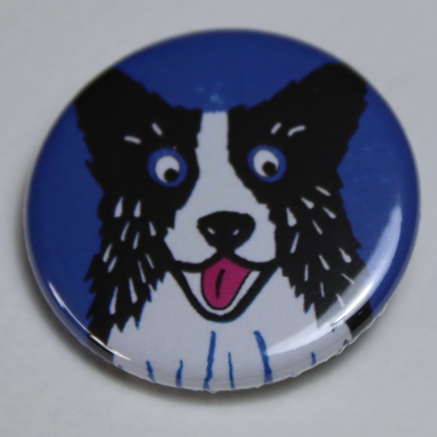 BLACK AND WHITE COLLIE DOG BLUE BADGE