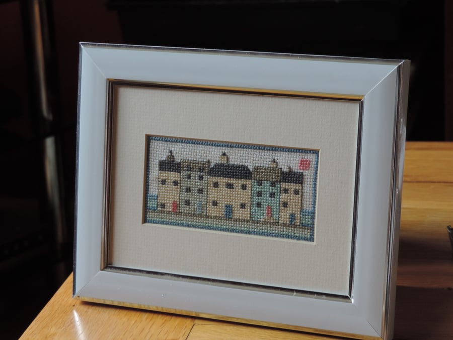 Hand Sewn Seaside Picture. Seaside Cottages.