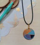 Pastel geometric patterned hand painted wooden necklace 