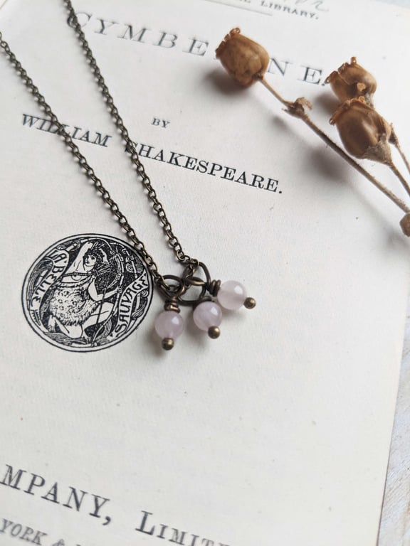 Pale Pink Rose Quartz Gemstone Cluster necklace - natural stones - nickel free