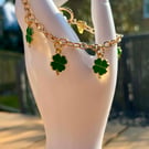 Gold Tone 4 leaf Clover Charm Bracelet 